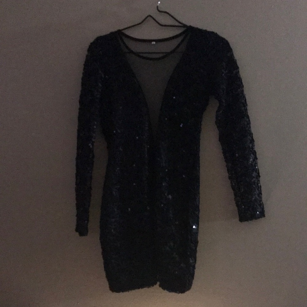 Black Sequin Party Dress